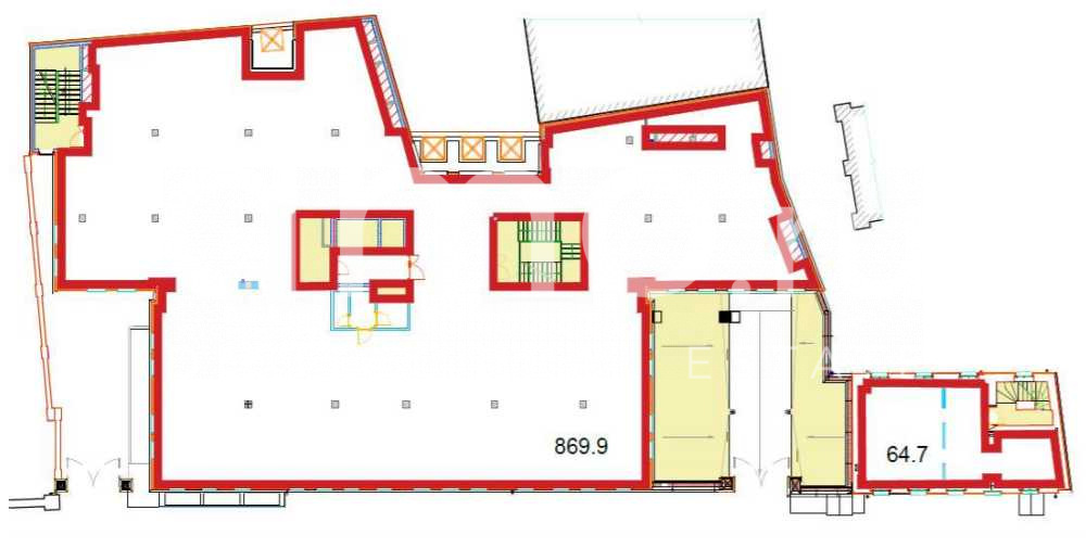 Планировка офиса 64.7-934.6 м², 2 этаж, БЦ «Ренессанс Фонтанка»